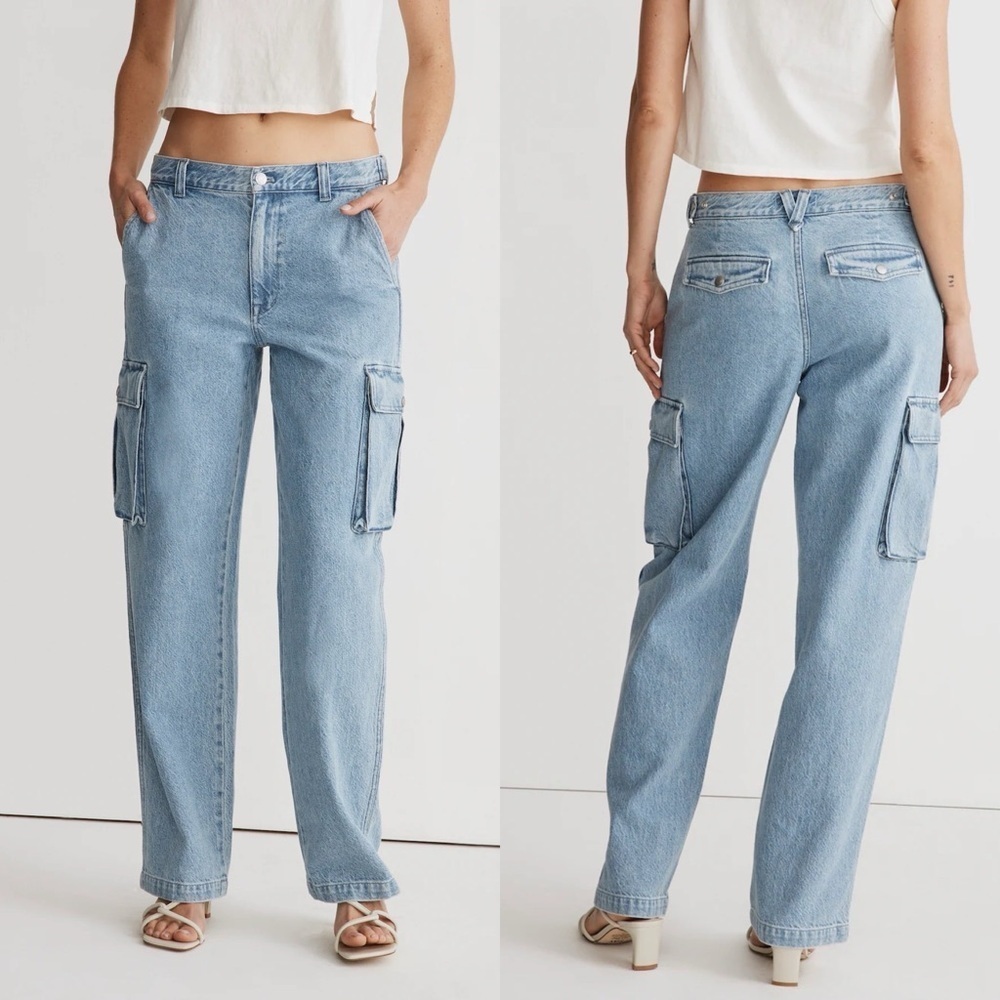 Madewell Low-Slung Straight Cargo Jeans in Coleman Wash size 30